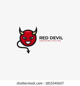 Head Red Devil Mascot Illustration Vector Logo.