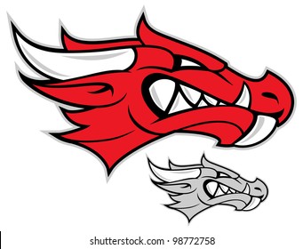 head of a red dragon isolated on white