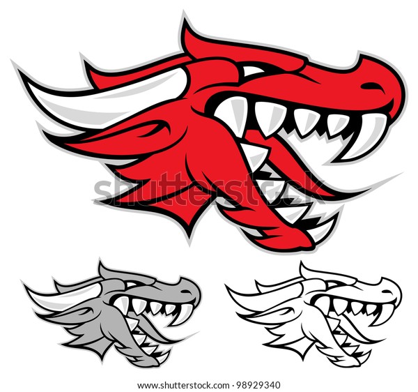 Head Red Dragon Isolated On White Stock Vector (Royalty Free) 98929340 ...