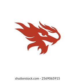 Head Red Dragon vector silhouette illustration