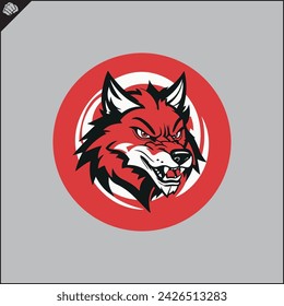 Head red fox. Game sport logo. Vector. EPS illustration.