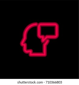 Head red glowing neon ui ux icon. Glowing sign logo vector