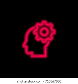 Head red glowing neon ui ux icon. Glowing sign logo vector