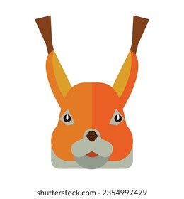 Head of red squirrel. Muzzle of wild animal cartoon illustration. Wildlife and zoo concept. Sketchy geometric character, mascot. Colored flat vector isolated