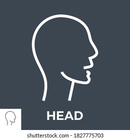 Head related vector thin line icon. Isolated on black background. Editable stroke. Vector illustration.