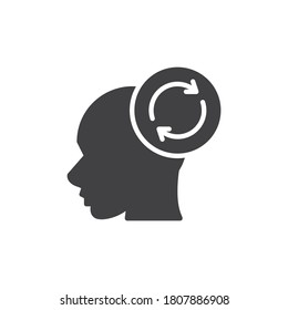 Head and reload arrow vector icon. filled flat sign for mobile concept and web design. Memory refresh glyph icon. Symbol, logo illustration. Vector graphics