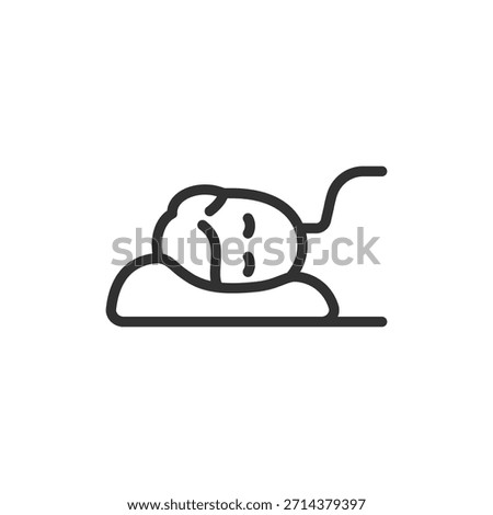 Head resting on pillow, linear icon. Orthopedic support and comfortable sleep. Line with editable stroke.