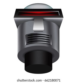 Head of retro robot. Vintage metal robot head isolated on white background. Vector illustration.