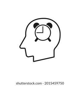 Head with Retro style clock sign silhouette vector illustration