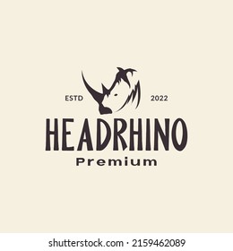 head rhino hipster logo design, vector graphic symbol icon illustration creative idea