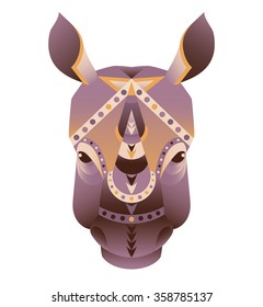 The head of rhino vector illustration. Abstract animal, icon, print, card, logo. Isolated on white  background