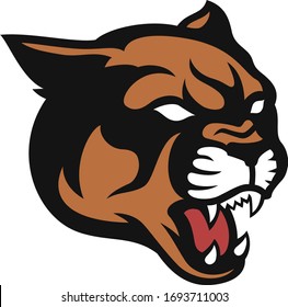 Head of Roaring Aggressive Cougar Mountain Lion Vector Design