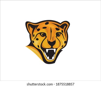 head roaring  cat, tiger, lion, jaguar, cheetah, panther logo mascot design illustration