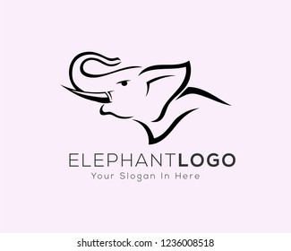 head roaring elephant drawing art logo design inspiration