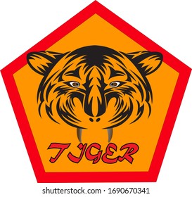 head of roaring tiger. Angry big cat. Front view