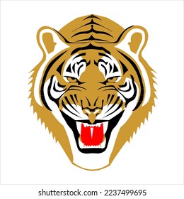 Head of Roaring Tiger Vector  