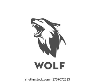 Head roaring wild wolf logo symbol design illustration