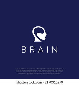 Head Robot Brain Artificial Intelligence Logo design vector Head shape style. AI Automation technology Psychology Brainstorm Logotype concept