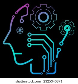 A head of Robot gradient color vector line icons related to the field of robot and AI technology concept vector