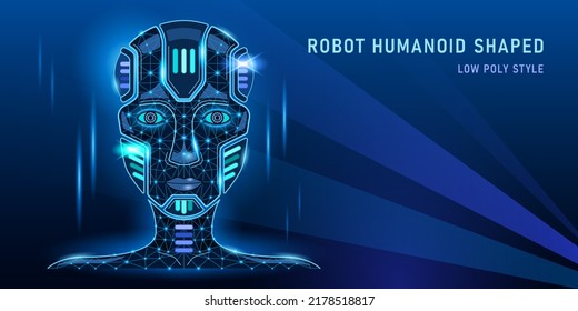 head robot humanoid shaped on blue background vector