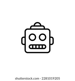 Head Robot Icon Symbol Black Outline High Quality Vector. EPS10