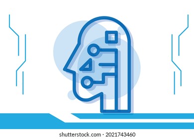 Head robot icon symbol sign from modern artificial intelligence collection for mobile concept and web apps design. Smart robotic and digital technology related vector line icons. 

