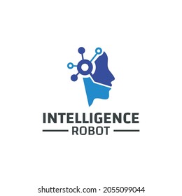 head robot logo design vector, intelligence, brain, circuit, digital