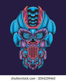 Head robot skull mechanical artwork illustration