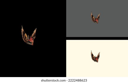 head robot with wings vector logo concept