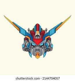 Cabecera de diseño de logotipo de mascota robótica vector con estilo de concepto de ilustración moderno para placa