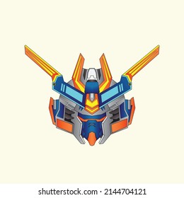 Cabecera de diseño de logotipo de mascota robótica vector con estilo de concepto de ilustración moderno para placa