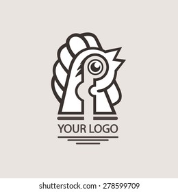 the head of a rooster, abstract  logo on a light background