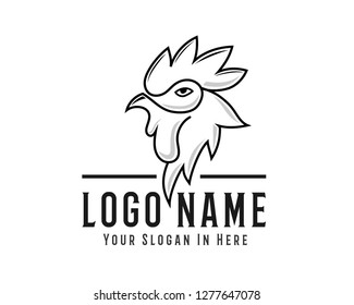 Head rooster, head chicken drawing line art logo design inspiration