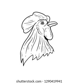 head rooster doodle icon vector 