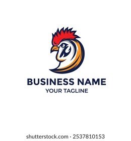 Head rooster illustration logo design