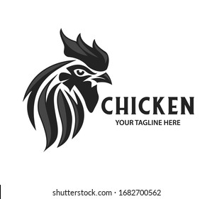 Head Rooster Logo Vector Template Design Illustration