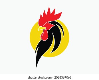 Head rooster silhouette logo symbol