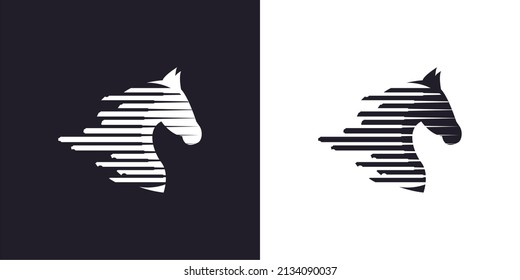 conception du logo monographique du cheval de course à la tête