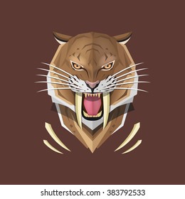 Head of saber-toothed tiger, Vector illustration