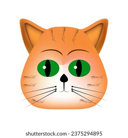 The head of a sad cat. Fashion graphic design flat element. Colorful template for prints, card, poster, t shirt. Vector illustration.