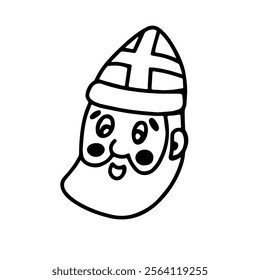 head of Saint Nicholas, black and white illustration