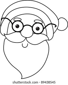 head of santa, cartoon, line art, coloring