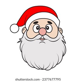 The head of Santa Claus. Contour drawing of a New Year's character. Christmas.Set Santa Claus