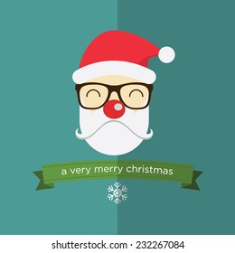 Head of santa claus in flat design. Vector. Illustration 