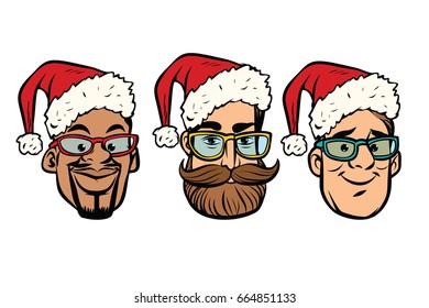 Head Santa Claus multi-ethnic group