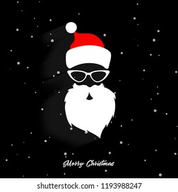 Head of Santa Claus on a black background. Christmas Santa