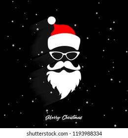 Head of Santa Claus on a black background. Christmas Santa