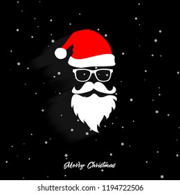 Head of Santa Claus on a black background. Christmas Santa