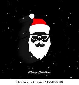Head of Santa Claus on a black background. Christmas Santa