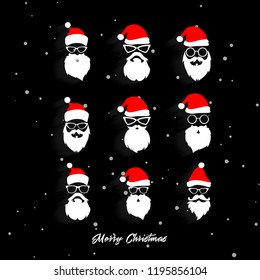 Head of Santa Claus on a black background. Christmas Santa